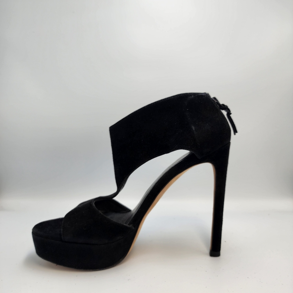 STUART WEITZMAN Elegant Black Suede High Heel Platform Sandals, Size 7½ - Picture 7 of 10